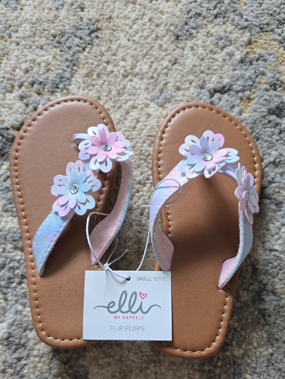 elli By Capelli Kids' Pastel Flower Flip Flops - Pink/Blue